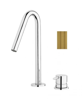 Водна революция Flow 2-дупков мивков смесител от Четкан месинг с малък V 120mm изпускателен отвор T1121VLE