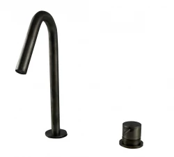 Waterevolution Flow 2-дупков мивков смесител PVD Gun Metal с малко V 120mm излив T1121VGME