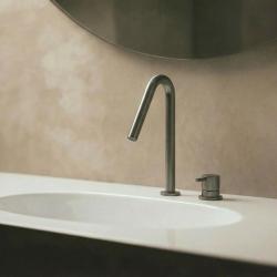 Waterevolution Flow 2-отворен смесител за умивалник PVD Gun Metal с малък V 120 mm излив T1121VGME