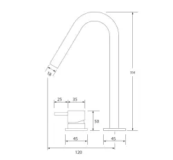 Водна Революция Flow 2-отворен смесител за мивка хром с висок излив V 120mm T1122V01