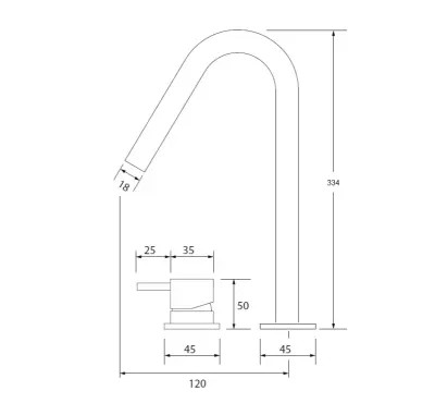 Waterevolution Flow 2-отворен смесител за умивалник, хромиран, с висок V 120 mm излив T1122V01