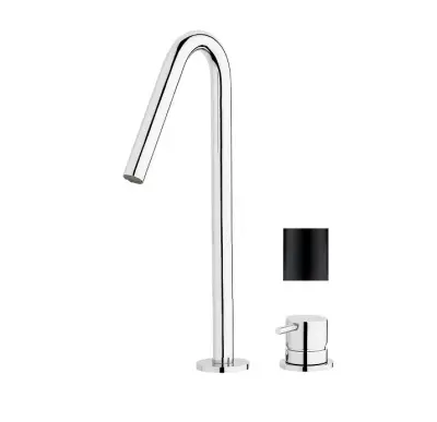 Waterevolution Flow 2-отворен смесител за умивалник, черен, с висок V 120 mm излив T1122VPR