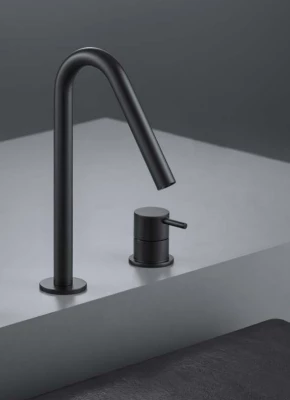 Waterevolution Flow 2-отворен смесител за умивалник, черен, с висок V 120 mm излив T1122VPR