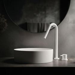 Водна революция Flow 2-дупков мивков смесител бял с висок V 120mm излив T1122VBR