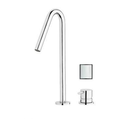 Водна революция Flow 2-дупков мивков смесител бял с висок V 120mm излив T1122VBR