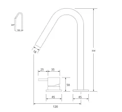 Waterevolution Flow 2-дупков мивка за баня PVD Gun Metal с висок V 120mm изпускател T1122VGME