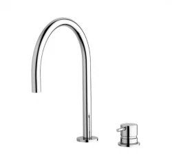 Водна революция Flow 2-дупков мивков смесител хром с нисък U 113mm излив T1121U01