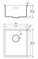 Lorreine Черна кварцова мивка 34x40см, монтаж под и на нивото на плота, цедка gun metal 1208954032