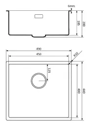 Lorreine Черна кварцова мивка 45x40см, монтаж под и на нивото на плота, цедка gun metal 1208954037