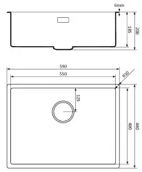 Lorreine черна кварцова мивка 55x40 см за вграждане под и на нивото на плота с цедка gun metal1208954043