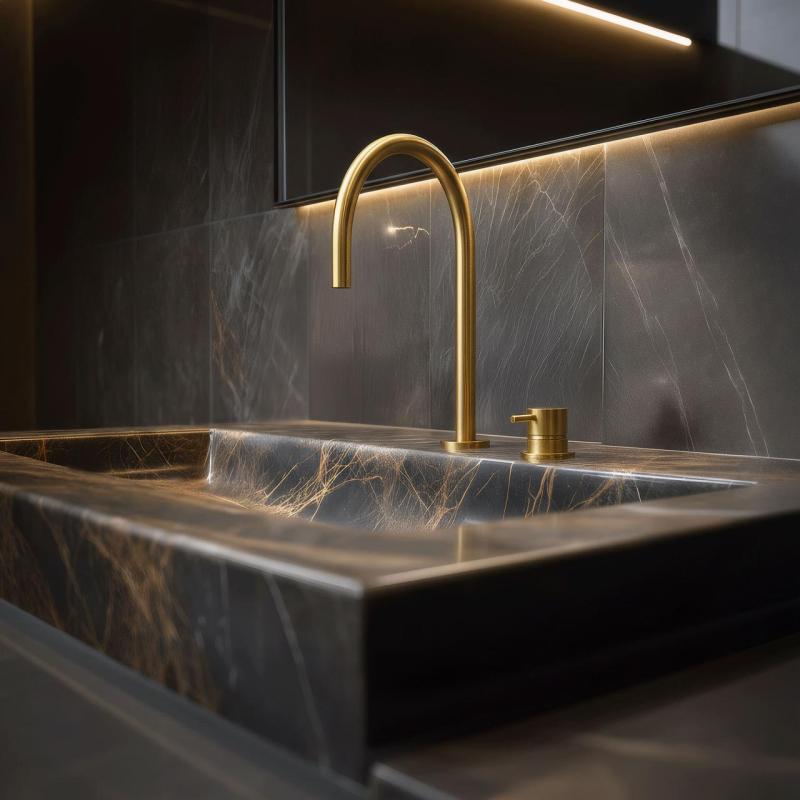 Waterevolution Flow 2-дупков мивков смесител от матиран месинг T1121ULE