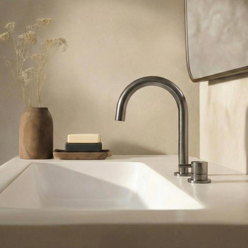 Waterevolution Flow 2-отворен смесител за умивалник PVD Gun Metal T1121UGME