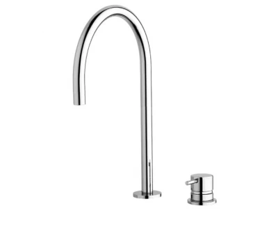Waterevolution Flow 2-дупков мивка за баня хром с нисък U 200mm изход T1122U01