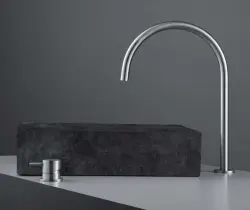 Водна революция Flow 2-дупков мивков смесител изцяло от неръждаема стомана с висок U 200mm изпускателен отвор T1122UIE