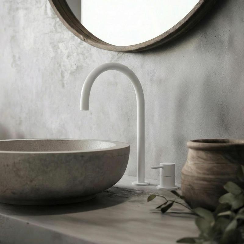 Waterevolution Flow 2-отворен смесител за умивалник, бял, с висок U 200 mm излив T1122UBR