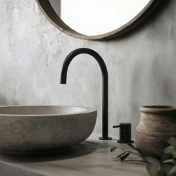 Waterevolution Flow 2-отворен смесител за умивалник, черен, с висок U 200 mm излив T1122UPR