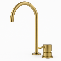 Waterrevolution Flow 2-отворен смесител за мивка от матиран месинг с висок U 200mm излив T1122ULE