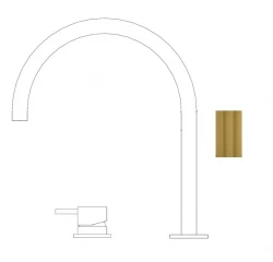 Waterrevolution Flow 2-отворен смесител за мивка от матиран месинг с висок U 200mm излив T1122ULE