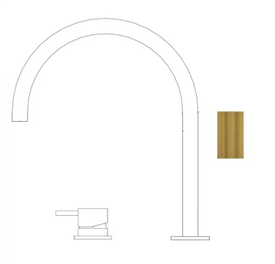 Waterrevolution Flow 2-отворен смесител за мивка от матиран месинг с висок U 200mm излив T1122ULE