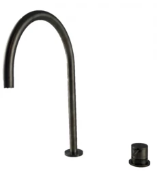 Waterevolution Flow 2-дупков смесител за мивка PVD Gun Metal с висок U 200mm излив T1122UGME