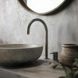 Waterevolution Flow 2-отворен смесител за умивалник PVD Gun Metal с висок U 200 mm излив T1122UGME