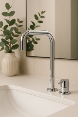 Waterevolution Flow 2-отворен смесител за умивалник с висок излив 222 хром T122H01