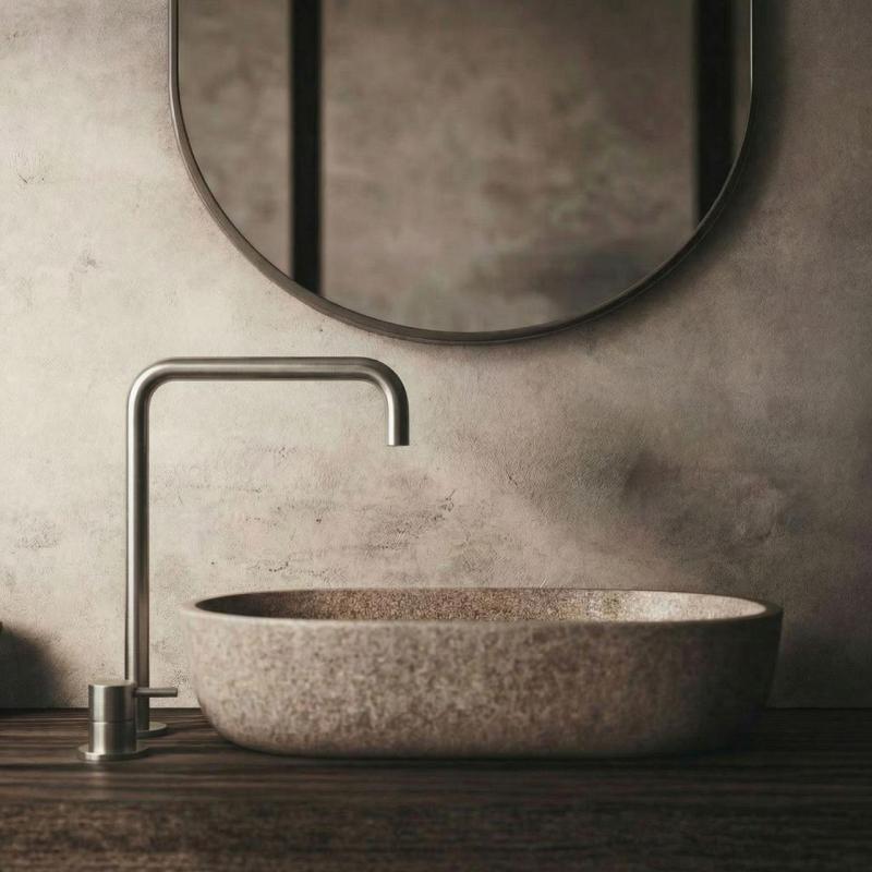 Waterrevolution Flow 2-дупков мивков смесител с висок изпускател 222 неръждаема стомана T122HIE