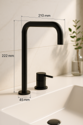 Waterevolution Flow 2-дупков смесител за мивка с висок излив 222 матово черно T122HPR