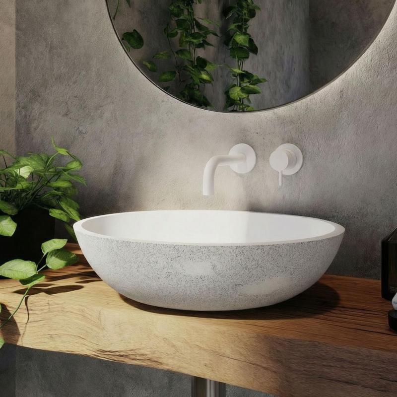 Вграден смесител за мивка Waterrevolution Flow бял с дължина на тръбата 10cm T116BBR-10