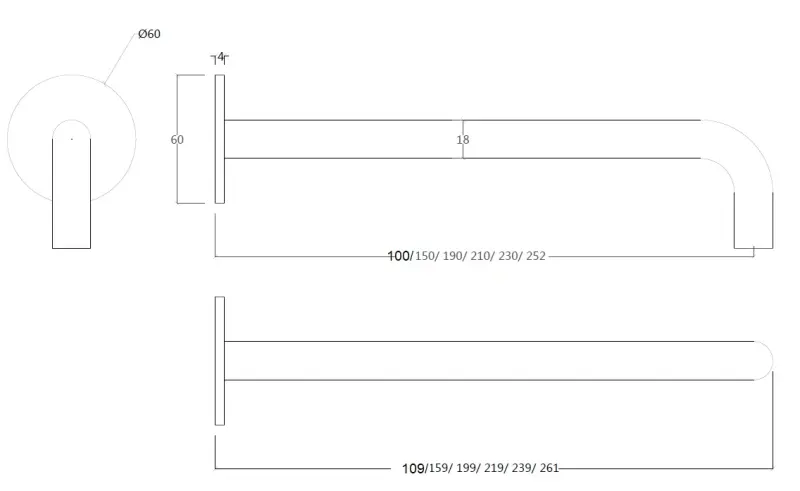 Waterevolution Flow Вграден смесител за умивалник PVD Gun Metal с излив 10 cm T116BME-10