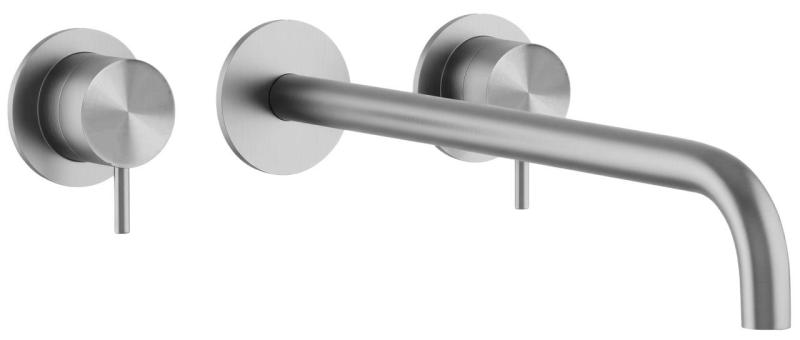 Waterevolution Flow 3-отворен вграден смесител за умивалник, изцяло от неръждаема стомана, с излив 21 cm T1163FIE-21