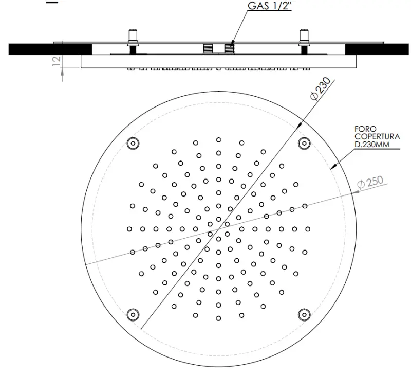SB Rubinetterie мат бял корианов плотен повърхностен вграден кръгъл душ за таван 30 см 1208954156