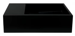 Solid-S Фонтан от твърда повърхност, матово черно, 36x18x10 см, с капак, модел „ляво“, без отвор за кран 1208954157
