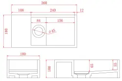 Solid-S Фонтан от твърда повърхност, матово черно, 36x18x10 см, с капак, модел „ляво“, без отвор за кран 1208954157