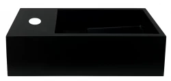 Solid-S Фонтан от твърд материал, матово черно, 36x18x10 см, с капак, модел „ляво“ с отвор за кран 1208954158