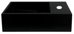 Solid-S Фонтан от твърд материал, матово черно, 36x18x10 см, с капак, модел с отвор за кран отдясно, 1208954163