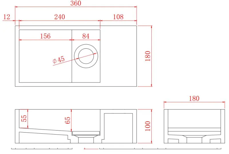 Solid-S Фонтан от твърда повърхност, матово черно, 36x18x10 см, с капак, модел за монтаж отдясно, без отвор за кран 1208954164