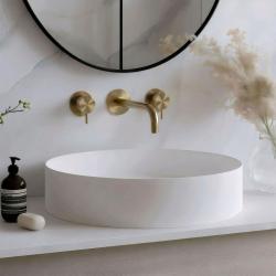 Waterevolution Flow 3-отворен вграден смесител за умивалник, изцяло от матиран месинг, с излив 15 cm T1163FLE-15