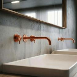 Waterevolution Flow 3-отворен вграден смесител за умивалник PVD месинг с излив 21 cm T1163FCPE-21