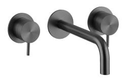 Waterevolution Flow 3-отворен вграден смесител за умивалник PVD Gun metal с излив 15 cm T1163FGME-15