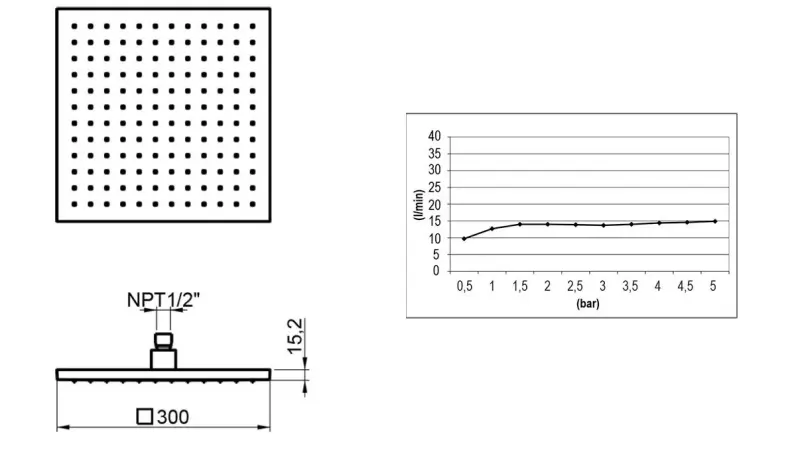 SB Square 316 Душова глава за дъжд 30x30см, масивна от 316 неръждаема стомана, матирана