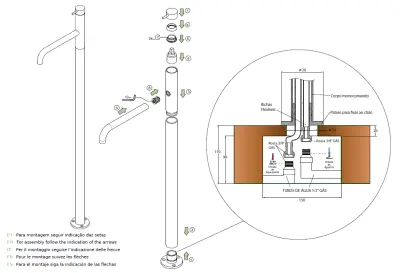 Waterevolution Flow стоящ смесител за мивка PVD Четкан Мед T113CPE