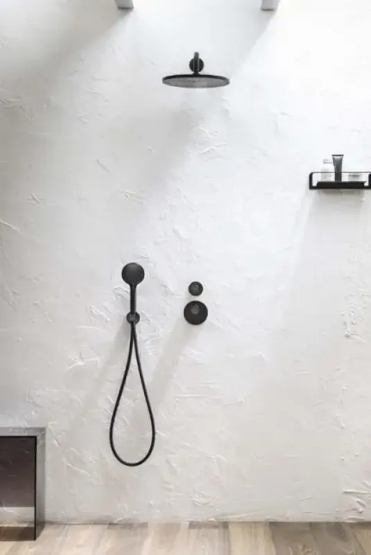 SB кръгъл душ комплект вграден мат черен цялостно