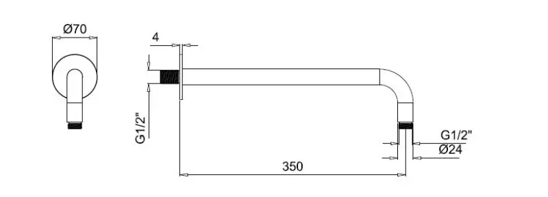 Комплект за вграждане на душ SB Round с покритие от четкан месинг PVD