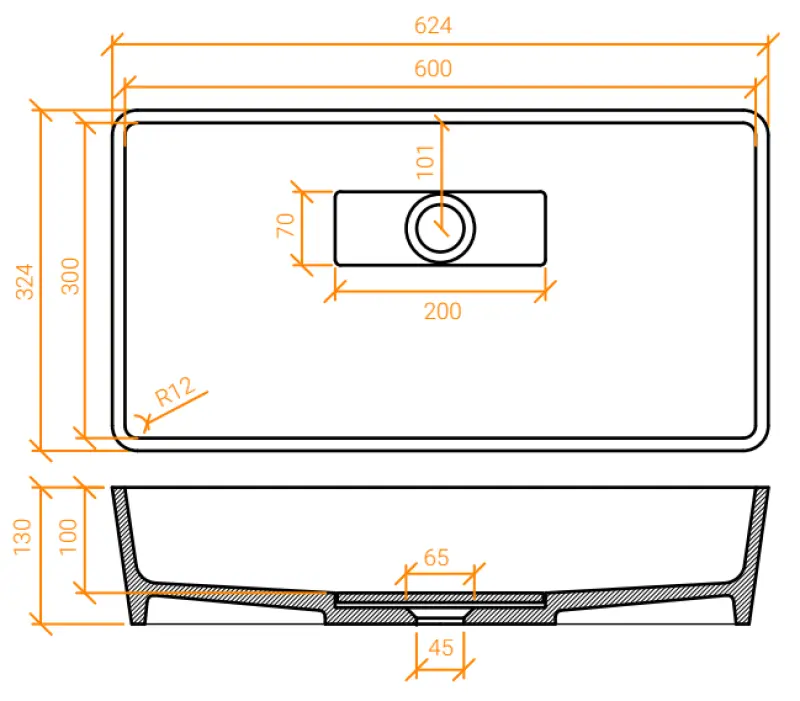 Solid-S City Умивалник за вграждане, матово бял, 62x32 см, със скрит отвод 1208954250