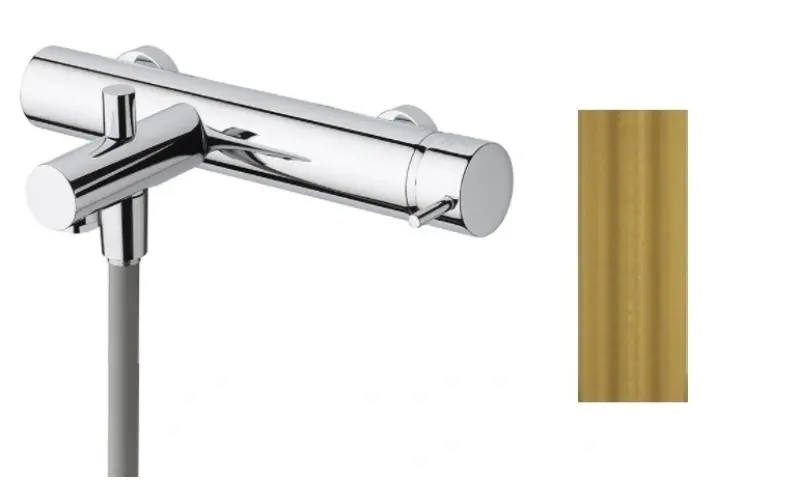 Водна революция Смесител за вана Flow с комплект ръчен душ от месинг в натурален цвят T130LE