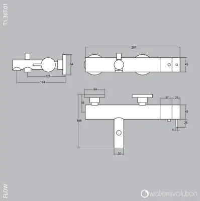 Waterevolution Flow смесител за вана със сет за ръчен душ PVD Gun Metal T130GME