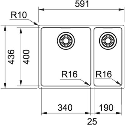 Franke Maris MRX 260 BL 1,5 мивка от неръждаема стомана, за монтаж на нивото на плота, с голямо корито от лявата страна 127.0642.365