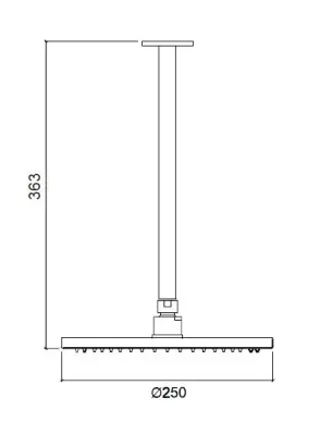 Waterevolution Flow душ за глава 250 mm с таванно свързване, матово бял T164225BR