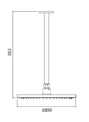 Водна революция Flow душ глава 250mm със стенен монтаж PVD Gun Metal T164225GME